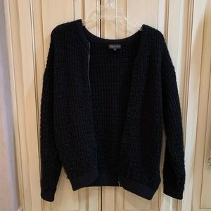 Topshop Black Knit Zip-up Jacket/Sweater